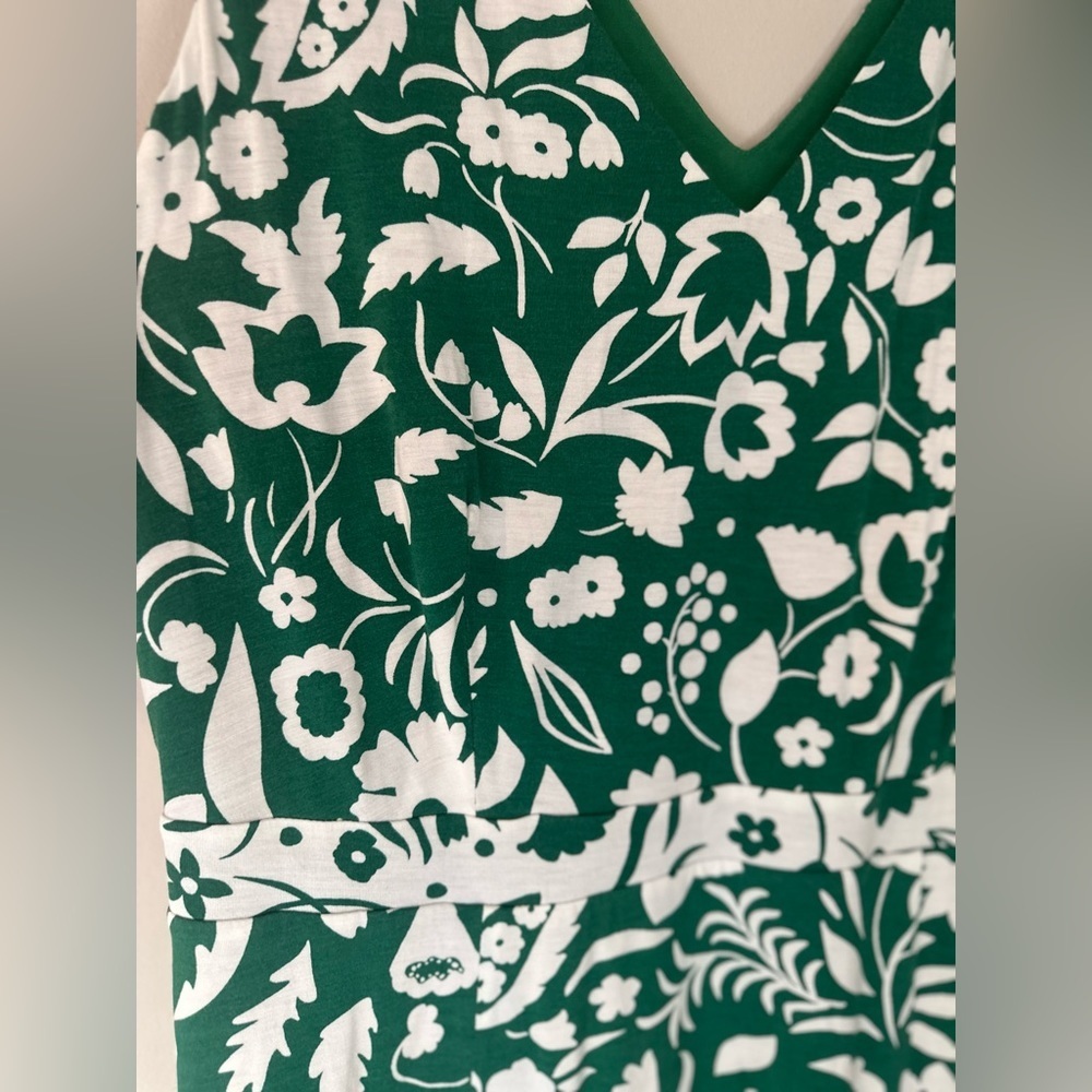 BODEN Green & White Eliza Midi Dress Sleeveless Tropical Floral sz 10P M0333 - Picture 11 of 12